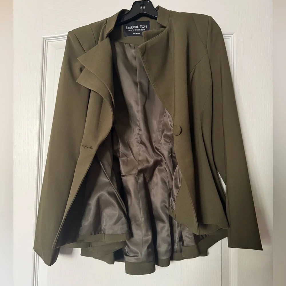 LookBook Store | Olive Green Asymmetrical Blazer - Picture 6 of 11